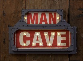 Man Cave Lighted Sign LED 6 Hour Timer On Off Switch Rustic Industrial Decor - £79.89 GBP