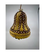 Vintage Felt and Sequin Bell Shaped Ornament Yellow and Gold - $14.00