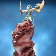 Painted Resin/Metal D&amp;D Miniature Warrior riding Large Dragon - £62.72 GBP