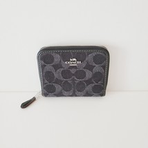 Coach CP431 Signature Denim Small Zip Around Wallet Black Clutch - £69.31 GBP