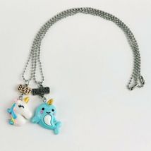2 pc Best Friends Unicorn & Narwal BFF Friendship Necklaces Kids Jewelry Set image 3