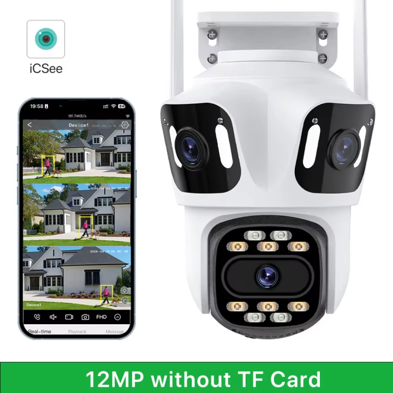 Three Lens Three Screen IP 12MP Camera Wifi External Dual Lens Auto Trac... - $65.86+