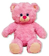 Build a Bear Pink Bear Plush Stuffed Toy Swirl Fur Heart Nose Blue Eyes 17 Inch - £7.58 GBP