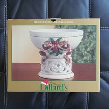 Vintage Dillard&#39;s Trimmings Filigree Ribbon Pedestal Bowl 7 Inch Christm... - £37.87 GBP