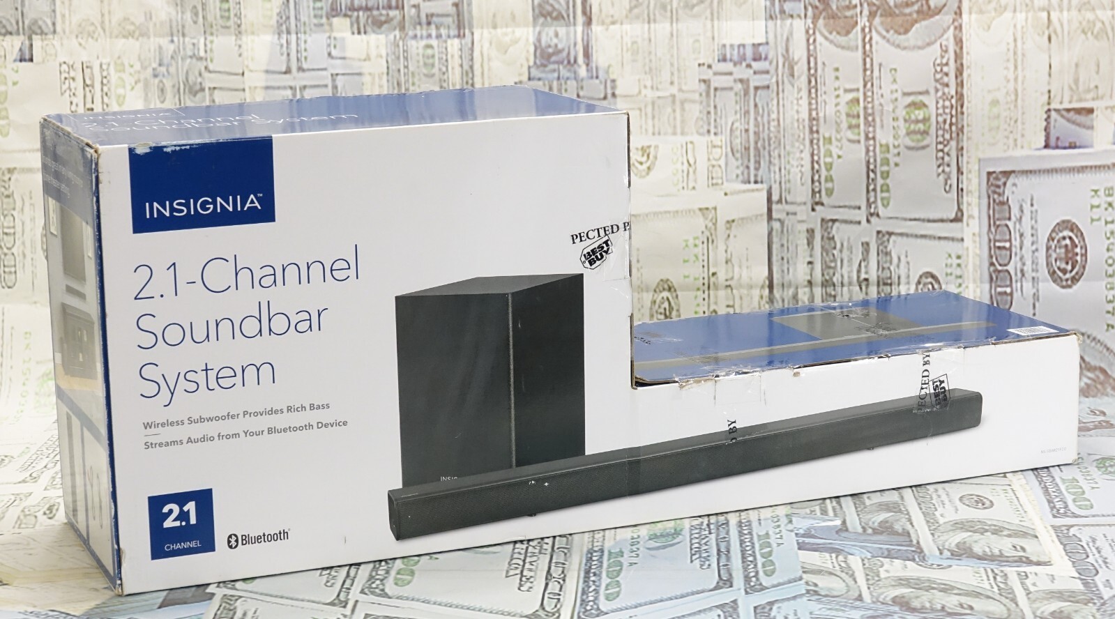 INSIGNIA NS-SBAR21F20 2.1 CH Soundbar System Wireless Subwoofer - $76.79