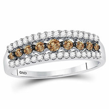 14k White Gold Round Brown Diamond Band Fashion Ring 1/2 - £372.83 GBP