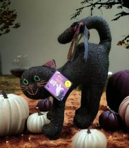 Kids of America 15&quot; Black Halloween Cat Metallic Vintage 2000 Plush Stuffed Toy - £31.64 GBP