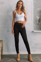 Black Solid Color High Waist Stretchy Slim Fit Jeggings - $22.39