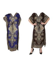 Women Polyester Long Kaftan Hippy-Boho-Maxi-One-Women Ethnic Dress Night 2 Pcs - £17.52 GBP