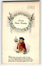 Easter Postcard Dressed Baby Chick Anthropomorphic Fantasy Loving Greetings 20&#39;s - £9.09 GBP