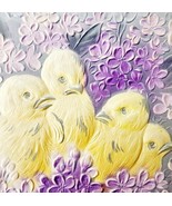 Easter Greetings 1921 Postcard Embossed Chicks With Violets Purple PCBG6D - £22.39 GBP