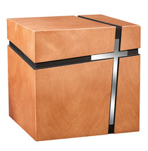 Modern Adult Cremation urn for Ashes Funeral urn Unique Memorial with Cross - $189.27+