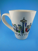 Seattle souvenir Mug Cup  4 3/4 &quot; Tall  Very Pretty Colorful Modern Art - $7.91