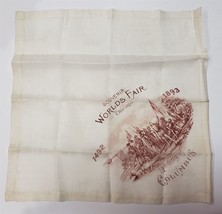 1893 Antique Chicago World&#39;s Fair Silk Handkerchief Unused Landing Of Columbus - £114.74 GBP