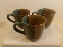 Set of 3 Sango China Gold Dust &amp; Green Coffee Mugs 3 3/4&quot; Tall- #5040 - £14.79 GBP