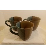 Set of 3 Sango China Gold Dust &amp; Green Coffee Mugs 3 3/4&quot; Tall- #5040 - £14.86 GBP