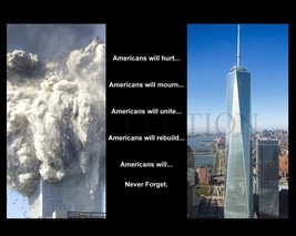 SEPTEMBER 11, 2001 911 TRIBUTE &quot;AMERICANS WILL...&quot; PHOTO PRINT VARIOUS S... - $4.95+