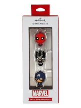 Hallmark Mini Marvel Spiderman Black Panther Captain America Ornament Set - £6.55 GBP