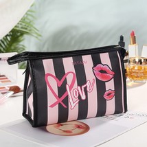 FUDEAM Leather Love Heart Lip Portable Women Cosmetic Bag Travel Toiletr... - £14.74 GBP