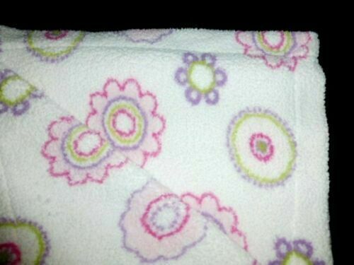 LITTLE MIRACLES WHITE SHERPA PINK PURPLE CIRCLES FLOWERS BLANKET COSTCO 30X46" - $14.84