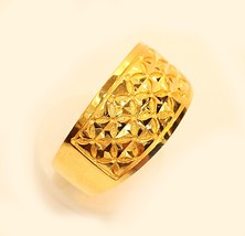 14K solid gold diamond cut  ring #b4 - £252.19 GBP