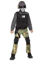 Boys Skull Soldier Sniper Squadron 9 Pc Deluxe Halloween Costume-sz 4/6 - £26.47 GBP