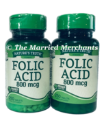 (2) Nature&#39;s Truth Folic Acid 800 mcg 250 tablets each 6/2024 FRESH! - £14.11 GBP