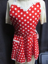 &quot;&quot;RED WITH LARGE WHITE DOTS AND WHITE EDGING&quot;&quot; - MINNIE MOUSE APRON - HA... - £9.10 GBP