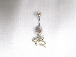 New Flying Pig Full Body W Wings When Pigs Fly Charm 14g Clear Cz Belly Ring - £4.78 GBP