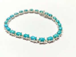 Plata Turquesa Pulsera Arizona Azul 4x6MM Ovalado Pulsera - £111.18 GBP