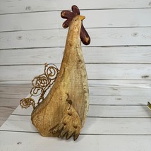 Wooden Rooster Décor With Rustic Twine Accents 12&quot; Sculpture Kitchen Far... - £13.73 GBP