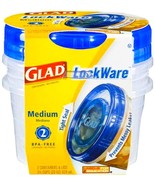 2 GLAD LockWare Plastic STORAGE CONTAINERS + 2 LIDS Medium size 28 oz BP... - £85.71 GBP