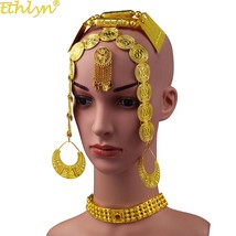 Ethlyn 2019 Latest Gold Color Red Stone Women Eritrean Traditional Wedding Jewel - £55.10 GBP