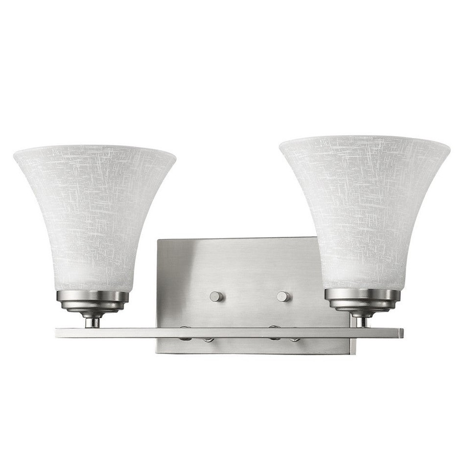 Contemporary Silver Double Wall Sconce with Elegant Tapered Glass Shades | - $239.46