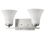Contemporary Silver Double Wall Sconce with Elegant Tapered Glass Shades | - $239.46