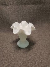 Fenton Milk Glass Hobnail Flared Ruffle Bud/Posy Vase Mini Glass Vintage 4&quot; - £11.38 GBP