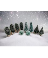 10 Vintage Bottle Brush Flocked Christmas Village Trees Frosted Snow Mix... - $462.92 MXN 10 Vintage Bottle Brush Flocked Christmas Village Trees Frosted Snow Mix... - $462.92 MXN