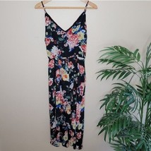 NWT Soprano | Black Colorful Floral Wrap Skirt Midi Dress, womens size large - £18.83 GBP