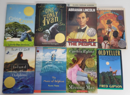 8 NEWBERY Medal Honor Children Books Lot Homeschool Wish Giver Blue Dolphins - £10.38 GBP