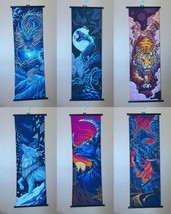 Japanese Print Wall Hanging Scroll Wolf/Tiger/Dragon/Snake/Bull/Horse Lot Of 6 - £140.17 GBP