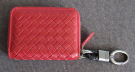 NWOT Red Woven Zip Around Accordion Credit Card Holder Clip On - £4.35 GBP