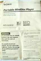 Sony MZ-E32 MZ-E33 Minidisc Disk Player Deck Original Owner&#39;s Manual Booklet - $4.94