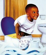 African American Potty Boy (10x8 inches - Unframed Art Print - Black Bat... - $9.85