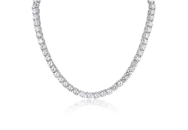 ADIRFINE 925 Sterling Silver 6MM Cubic Zirconia Choker Tennis Necklace - £200.22 GBP