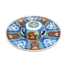 VINTAGE IMARI JAPAN  Incense Burner With Lid Hand Painted Japanese Ashtray - $38.98