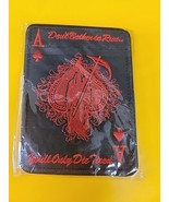 ACE OF SPADES GRIM REAPER DEATH CARD HOOK &amp; LOOP PATCH RED OPS DARK BADGE - £3.53 GBP