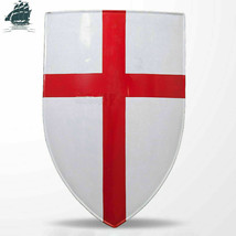 Knight Viking Templar Red Cross Shield Larp Reproduction Shield 30&quot;inch - £121.40 GBP