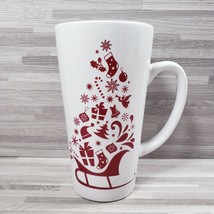 Design Pac Holiday Christmas Santa&#39;s Sleigh 14 oz. Coffee Mug Cup White Red - $15.27