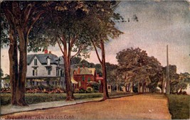 New London Connecticut Postcard Pequot Avenue Street View Vintage 1909 Undivided - £10.92 GBP