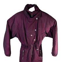 80s Ski Suit One piece Snowsuit Burgundy NILS Snow Bib Retro Women 8 - £87.88 GBP